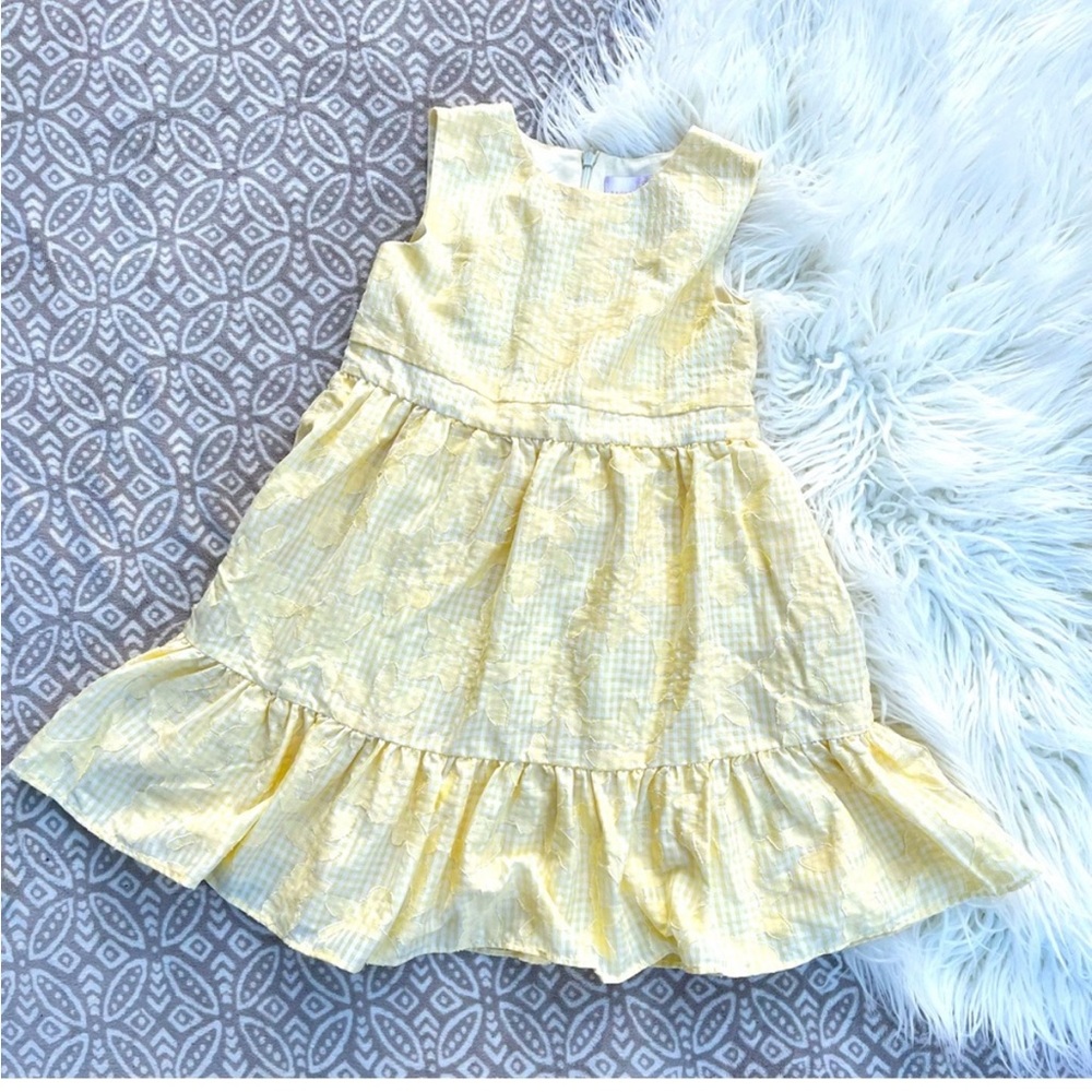 RP Rachel Parcell Girls Yellow Gingham Floral
Appliqué Spring Dress Size 4